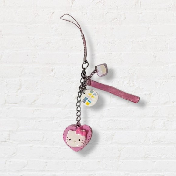 Hello kitty Sanrio pink ribbon heart multi charm phone strap - Picture 1 of 5